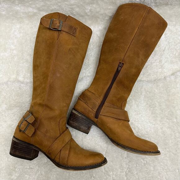 Durango City Charlotte Engineer Tall Leather Boots 14"  in Camel Size 7 - Picture 3 of 15